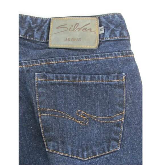 Silver Jeans Women's Size 28 (28 x 29 Measured) Bootcut Dark Wash Slit Leg - Picture 5 of 11